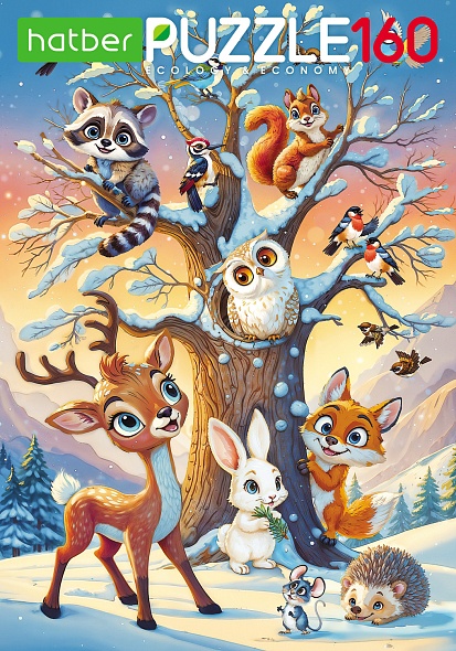 игра пазлы 160 дет. "лесные жители" (hatber) Игра пазлы 160 дет. "лесные жители" (hatber)