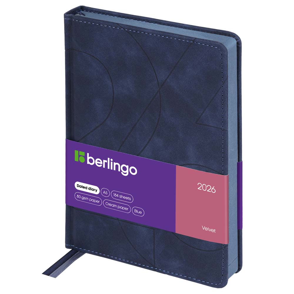 ежедневник 2026 а5 berlingo "velvet" синий с цветным срезом,тонир.блок,кож.зам. Ежедневник 2026 а5 berlingo "velvet" синий с цветным срезом,тонир.блок,кож.зам.