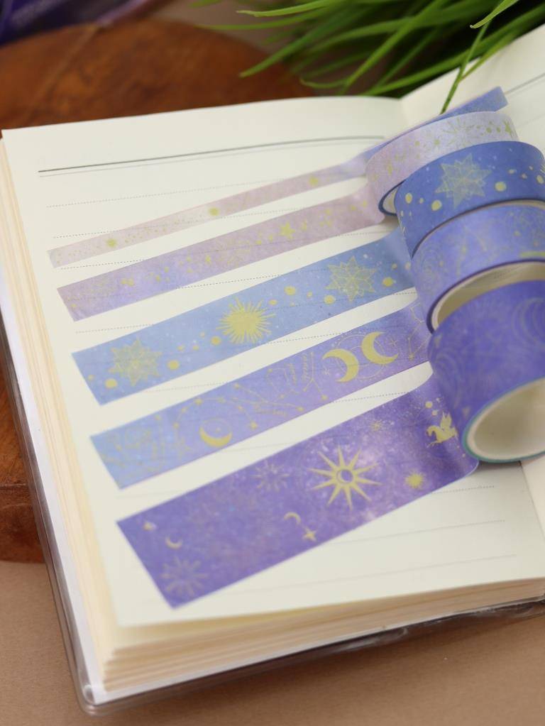 Набор клейкой ленты декор. "night magic" blue 10шт