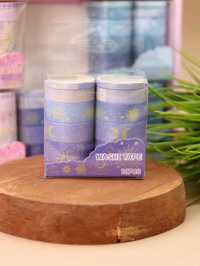 Набор клейкой ленты декор. "night magic" blue 10шт