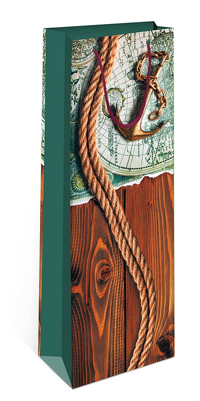 Пакет подарочный под бутылку "карта" (12х36х8см)