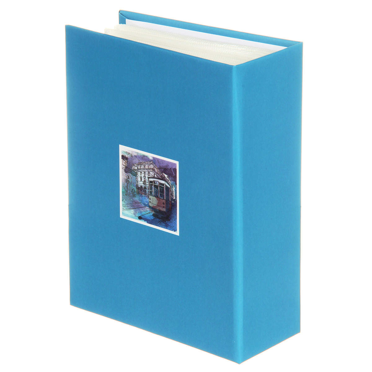 Альбом для фото на 100ф. 10х15см "трамвай" голубой