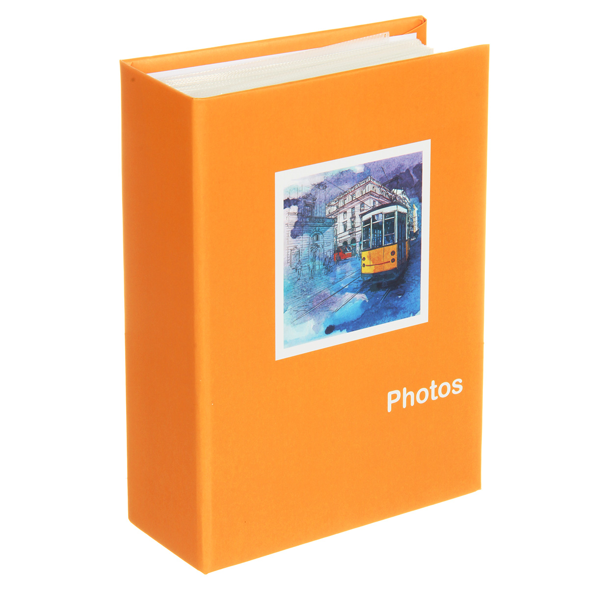 альбом для фото на 100ф. 10х15см "трамвай" жёлтый Альбом для фото на 100ф. 10х15см "трамвай" жёлтый