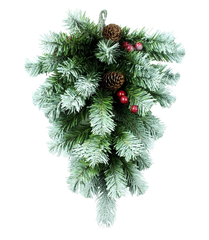 Украшение еловое "капля заснеженная с шишками и ягодами" 40см