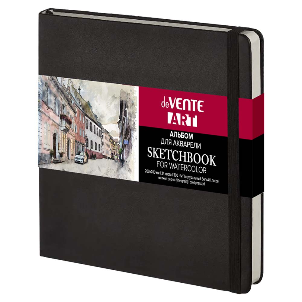 скетчбук 200х200мм 24л. тв.обл. "art. black" (devente) 300г/м2,акв.бум.,резинка Скетчбук 200х200мм 24л. тв.обл. "art. black" (devente) 300г/м2,акв.бум.,резинка