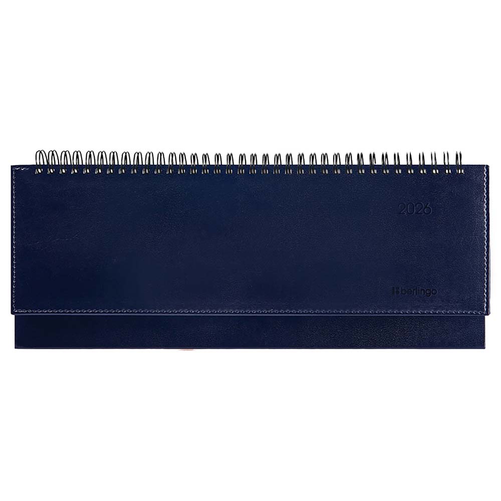 Еженедельник 2026 гребень 330х130мм berlingo "silver pristine" синий с серебряным срезом,тонир.блок,кож.зам.