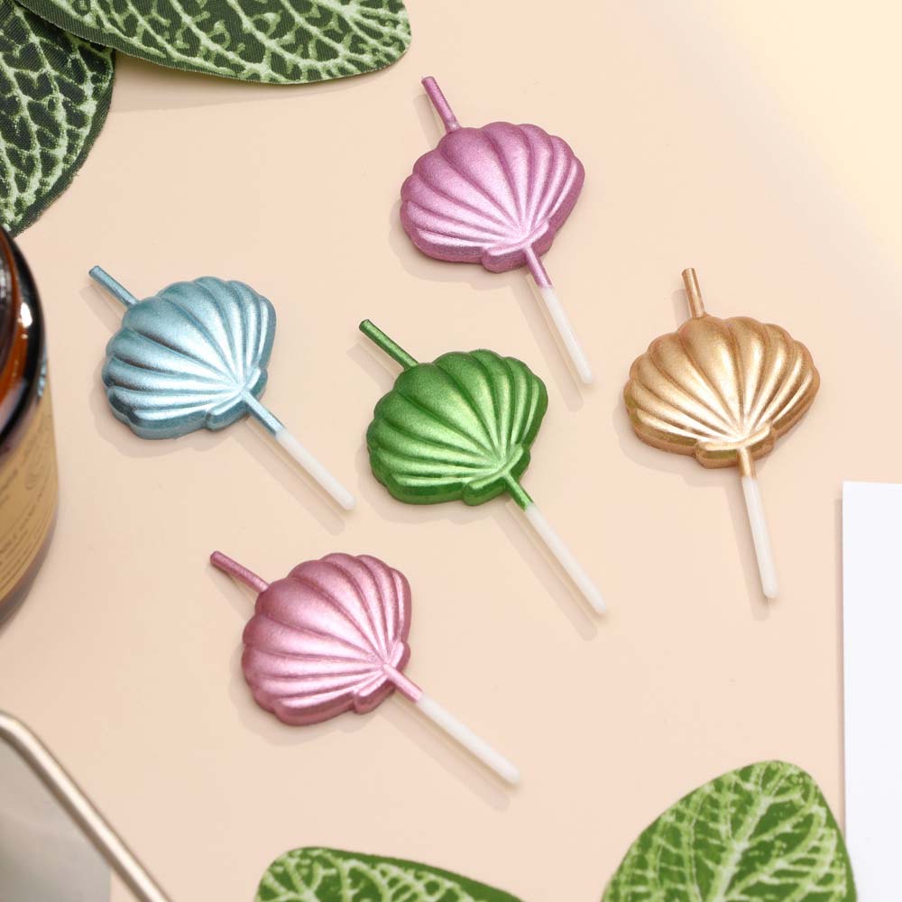 Набор свечей для торта 5шт "морские ракушки" разноцветные