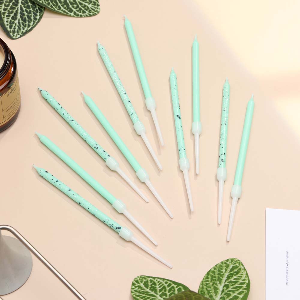 Набор свечей для торта 10шт "блестящая вечеринка" голубые