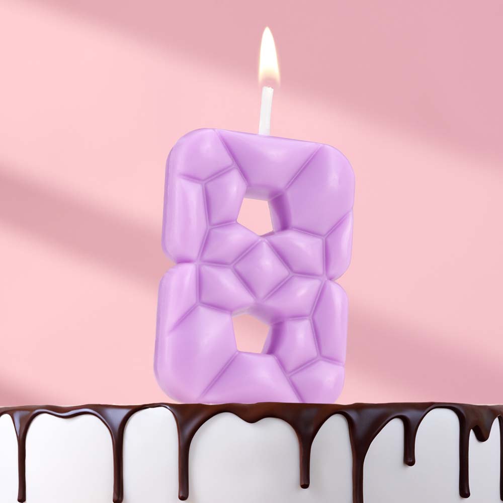 Свеча для торта "лед" цифра 8 сиреневая