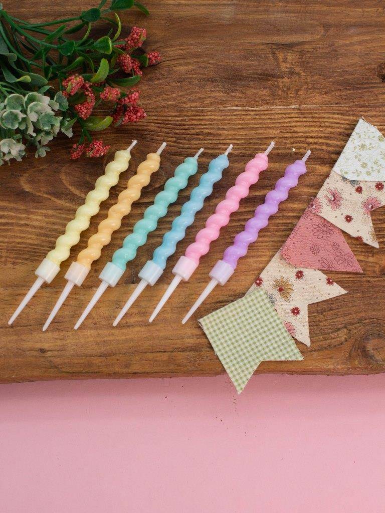 Набор свечей для торта 6шт "spiral magic" 11см