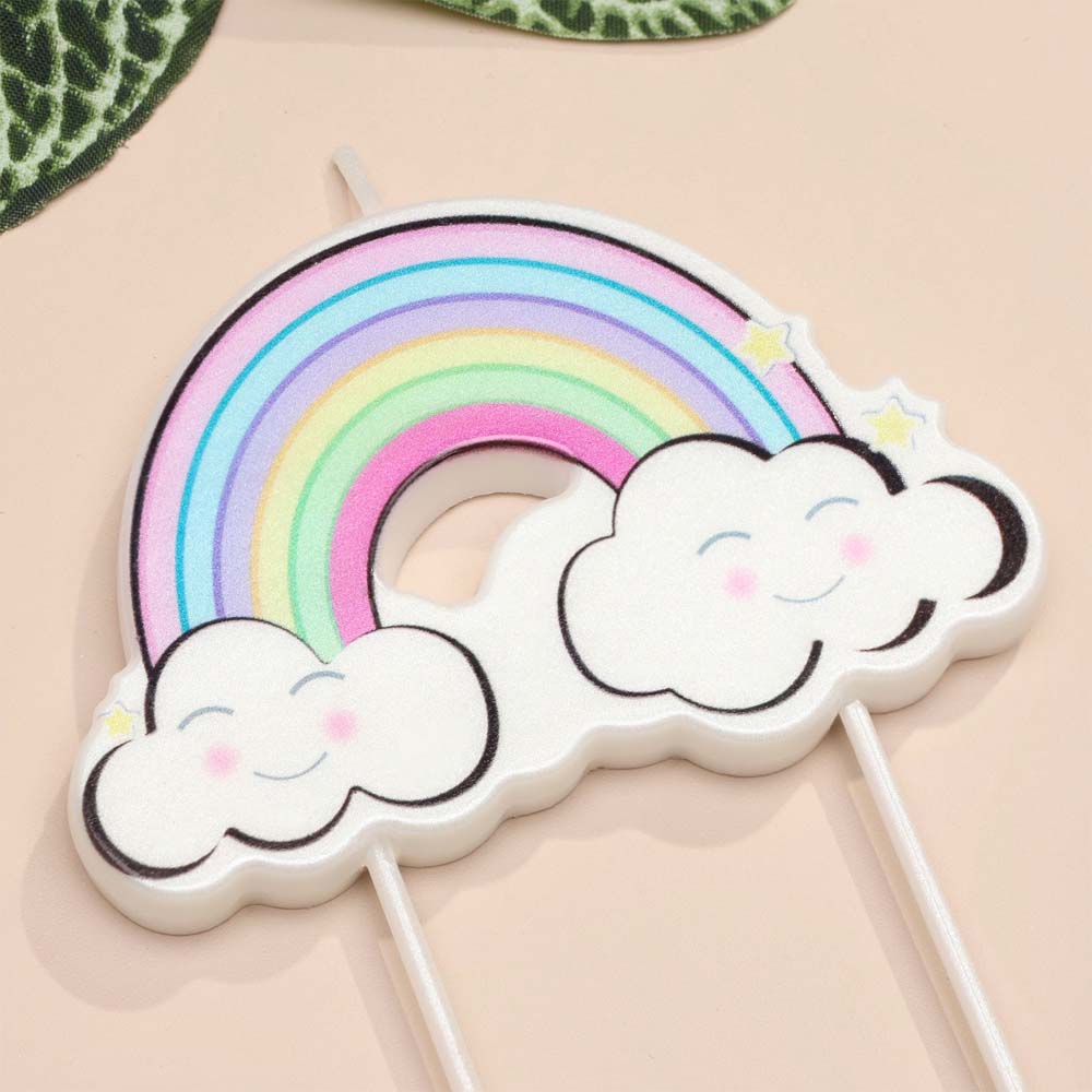 Свеча для торта "радужные облака" разноцветная