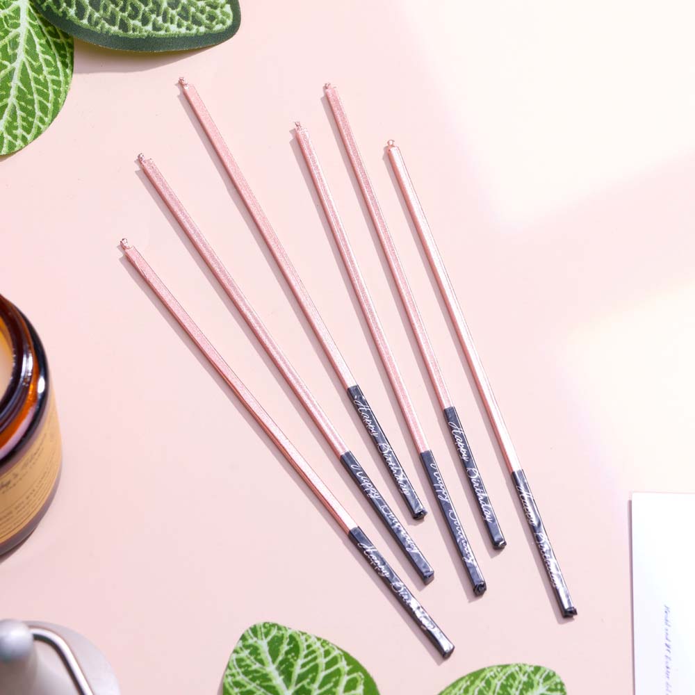 Набор свечей для торта 6штх15см "розовый металлик"