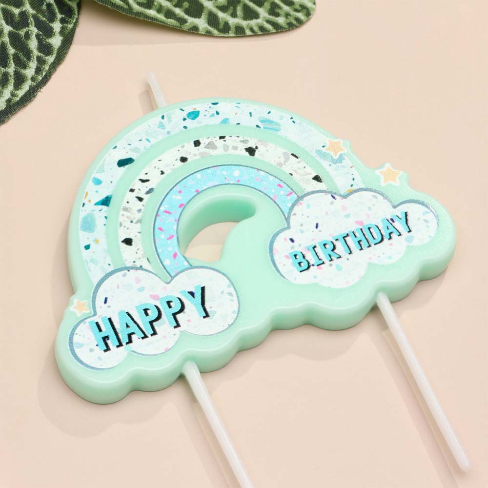 Свеча для торта "воздушная радуга" голубая