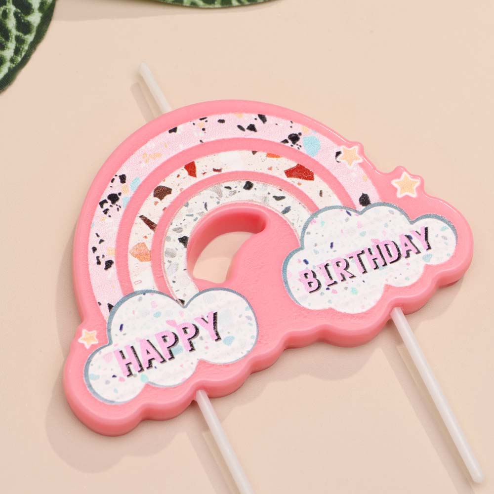 Свеча для торта "воздушная радуга" розовая