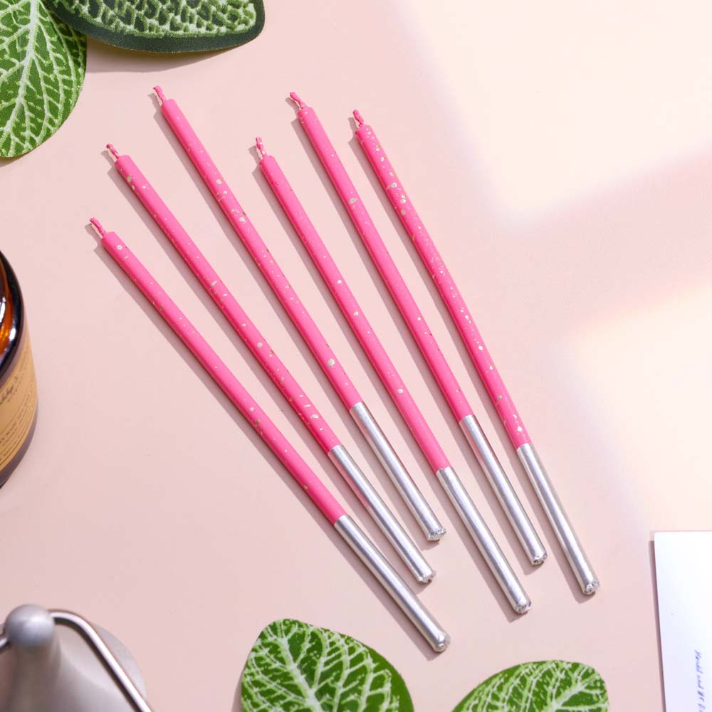 Набор свечей для торта 6штх15см "исполнение желаний" фуксия