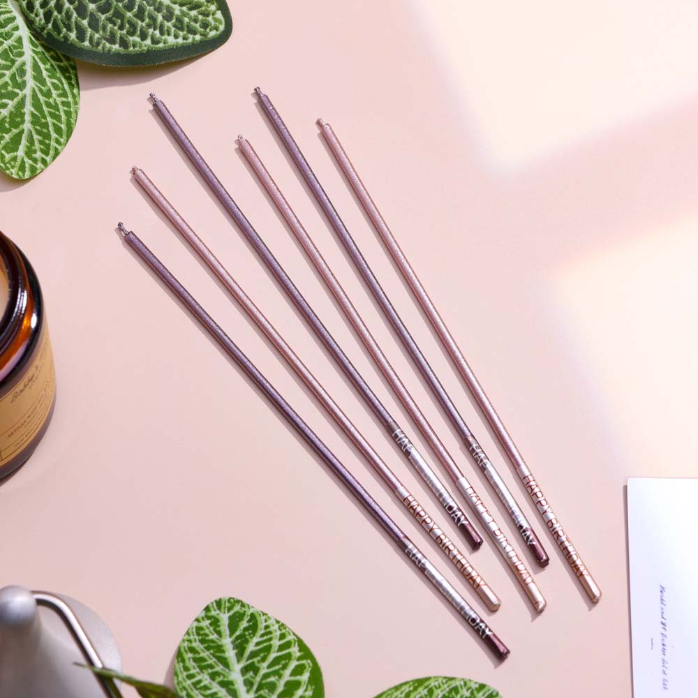 Набор свечей для торта 6штх17см "фиолетовый с металликом"