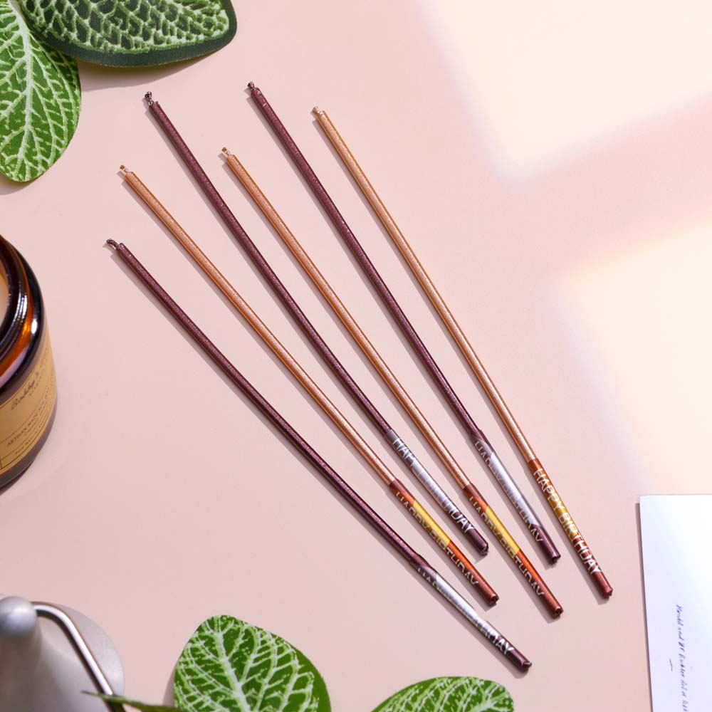 Набор свечей для торта 6штх17см "золотой с металликом"