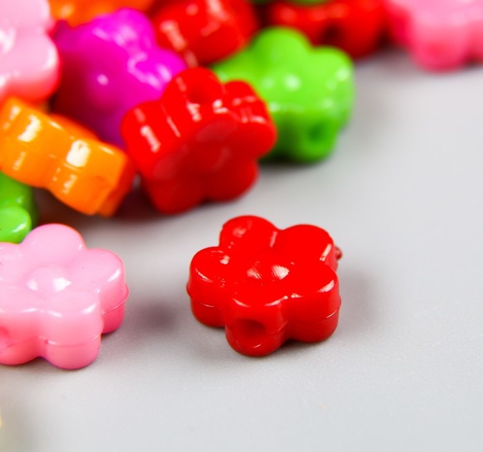 Бусины "цветные микро цветочки" 0,4х0,9х0,9см 150шт пластик