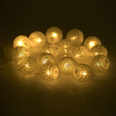 Гирлянда эл. "шарики" led 16ламп 1,8м, нить, постоянное свечение тёплое белое на батарейках