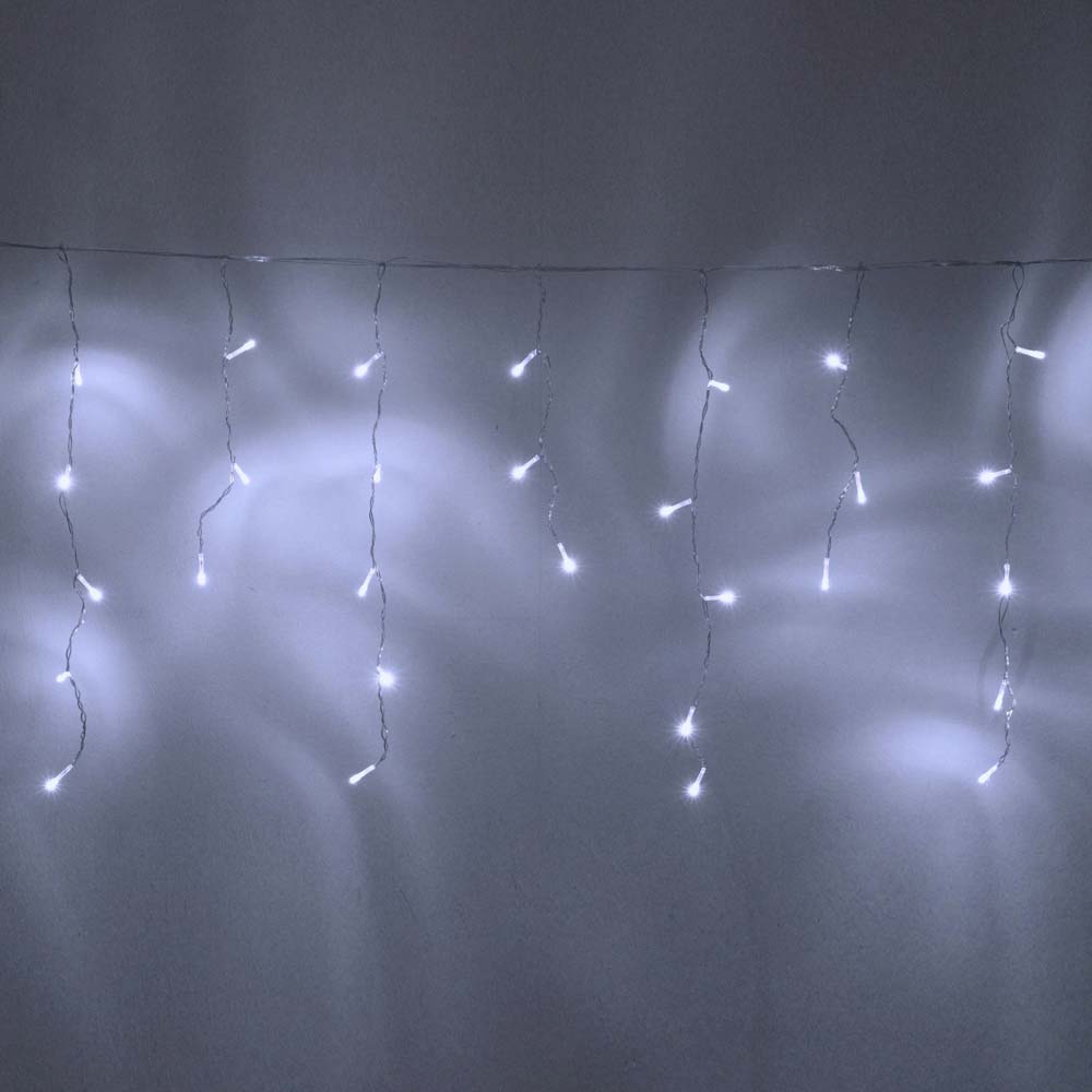 Гирлянда эл. "бахрома" led 48ламп 1,5х0,3/0,5м, 8р. белый проз. провод