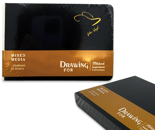 Скетчбук 130х90мм 50л 160гр "drawinq" черная бумага тв.обл.