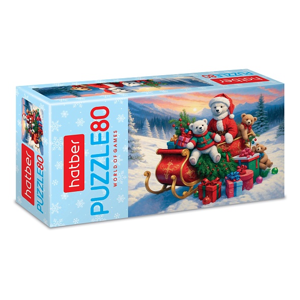 Игра пазлы 80 дет. "рождественские мишки" (hatber)