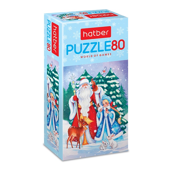 Игра пазлы 80 дет. "дед мороз и снегурочка" (hatber)