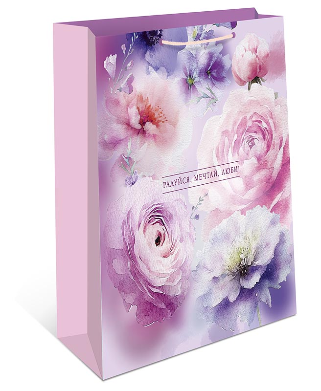 Пакет подарочный "цветы" (18х22см)
