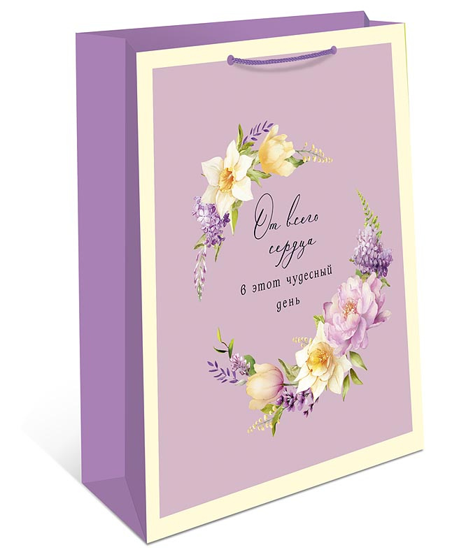 Пакет подарочный "цветы" (26х32см)