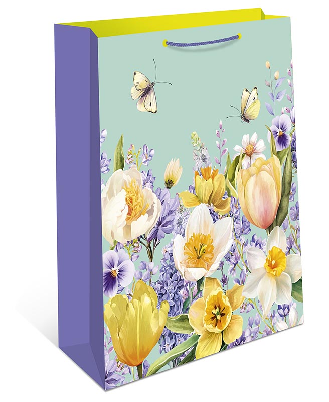 Пакет подарочный "цветы" (33х42см)