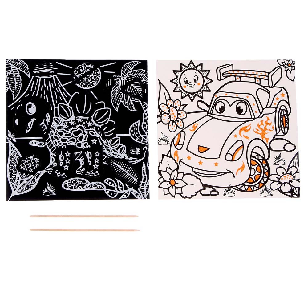 Гравюра объемная ''динозавр+машинка''