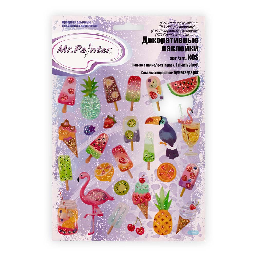 наклейка бумажная "мороженое" 15х16см Наклейка бумажная "мороженое" 15х16см