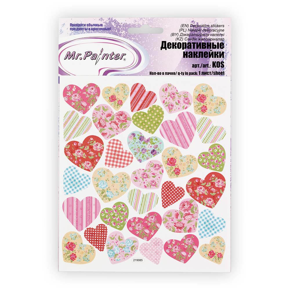 наклейка бумажная "сердечки-6" 15х16см Наклейка бумажная "сердечки-6" 15х16см