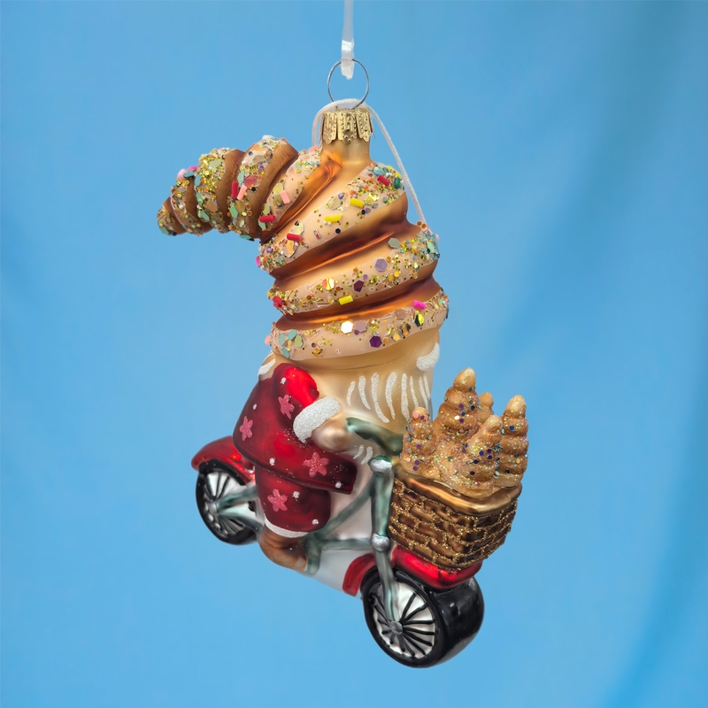 Украшение "гном на мопеде" 10,4х5,1х12,3см (стекло)