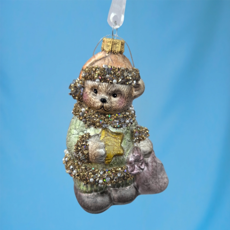 Украшение "мишка" 8,1х5,7х11,1см (стекло)