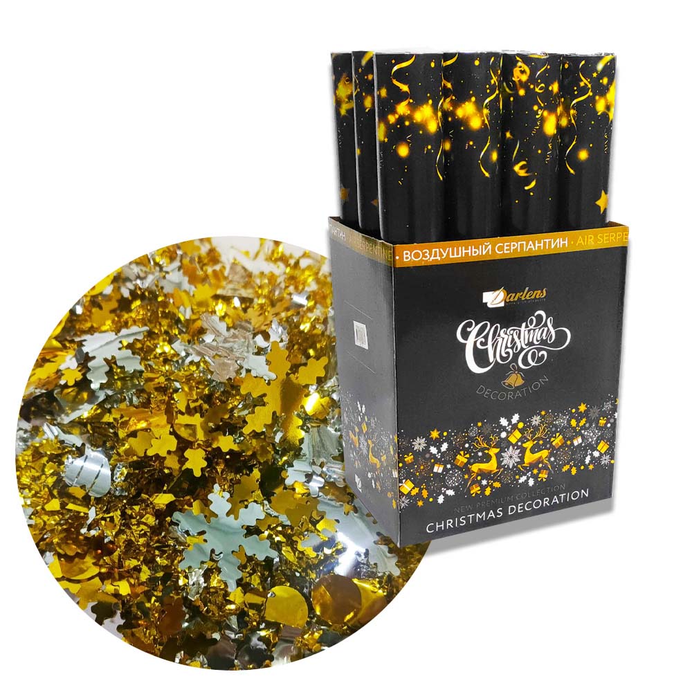 хлопушка 40см наполнитель конфетти серебро/золото,снежинки Хлопушка 40см наполнитель конфетти серебро/золото,снежинки