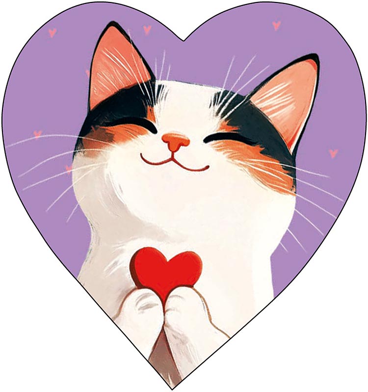 Открытка мини 6х6см "кошка"