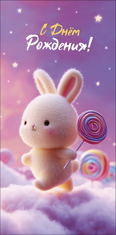 Конверт для денег "с днём рождения!" блёстки текст