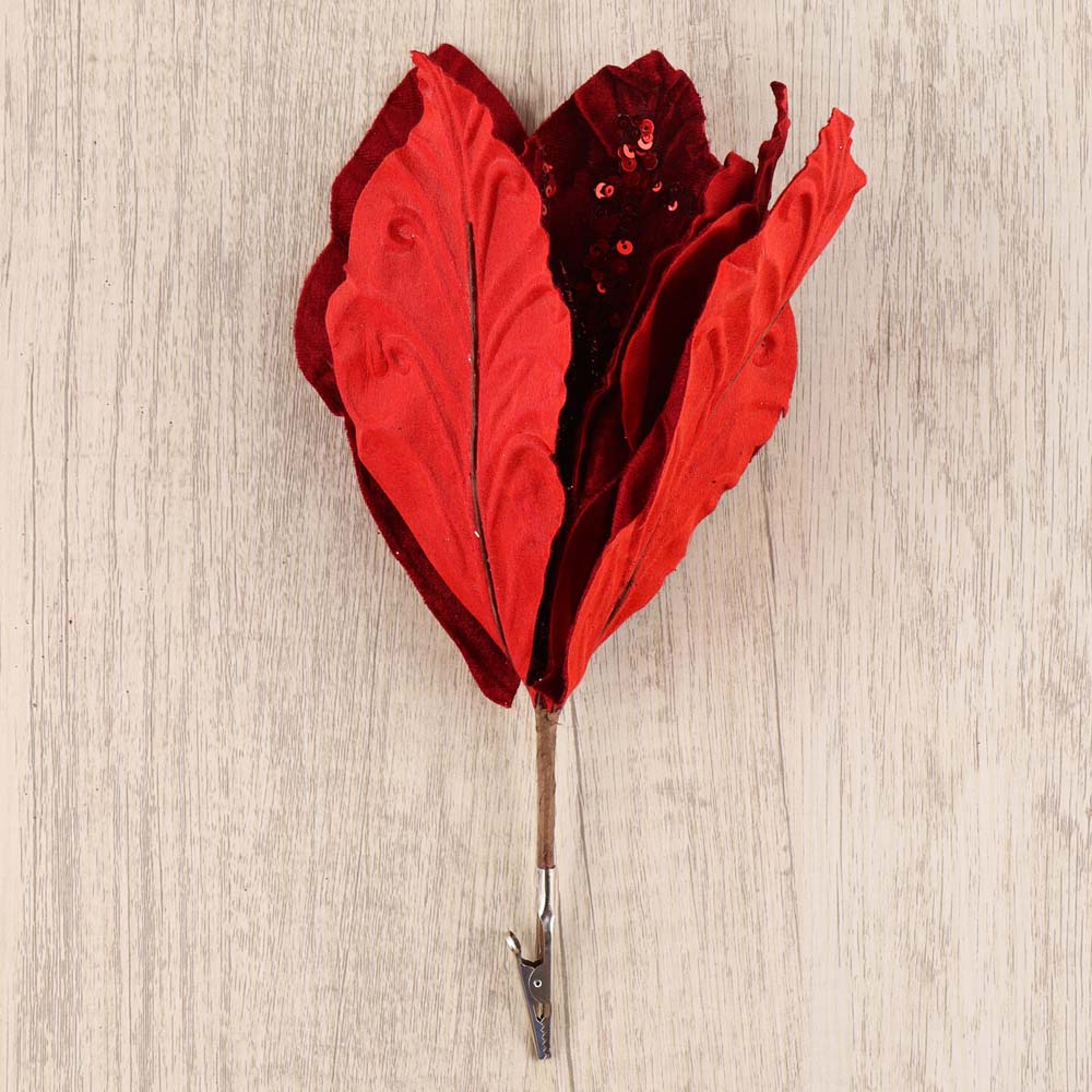 Украшение цветок красное вино 33см на прищепке