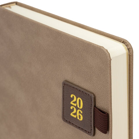 Ежедневник 2026 а5 brauberg "accent" бежевый/коричневый тонир.блок,кож.зам.