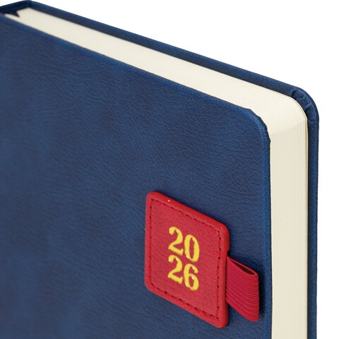 Ежедневник 2026 а5 brauberg "accent" синий/красный тонир.блок,кож.зам.