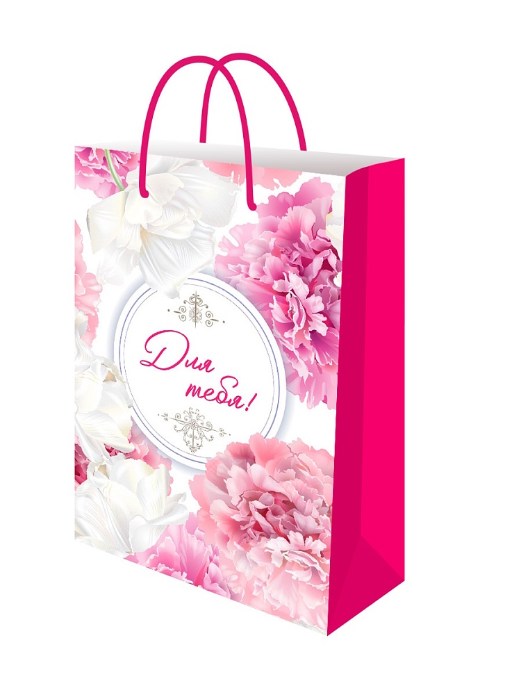Пакет подарочный "пышные пионы" (22х31х10см)