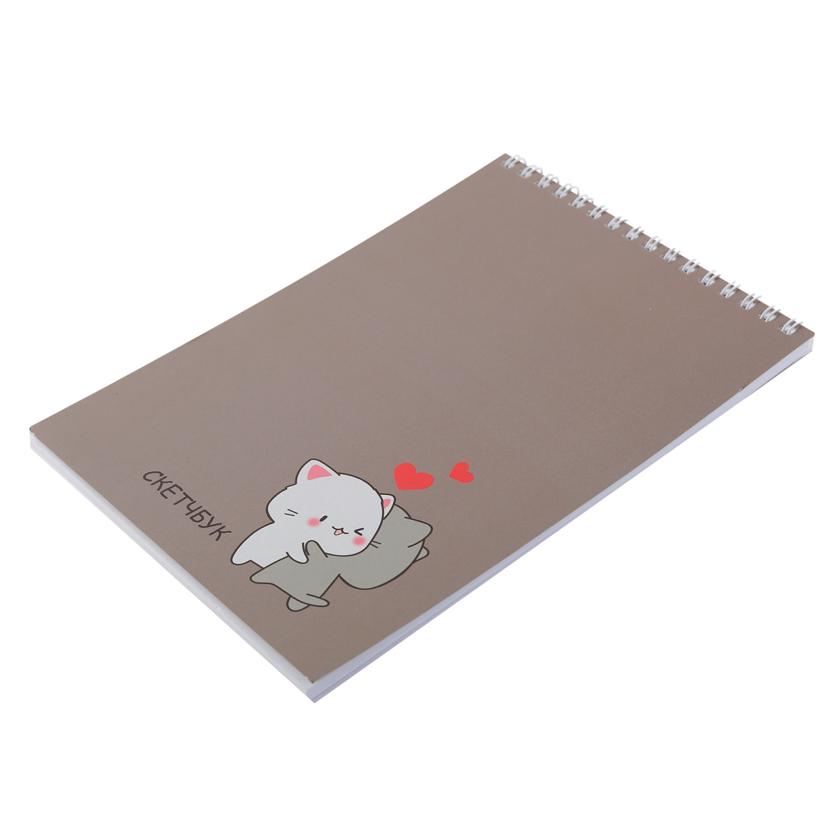 Скетчбук 140х200мм 40л. гребень "кошачьи хвостики" (кокос) 100г/м2