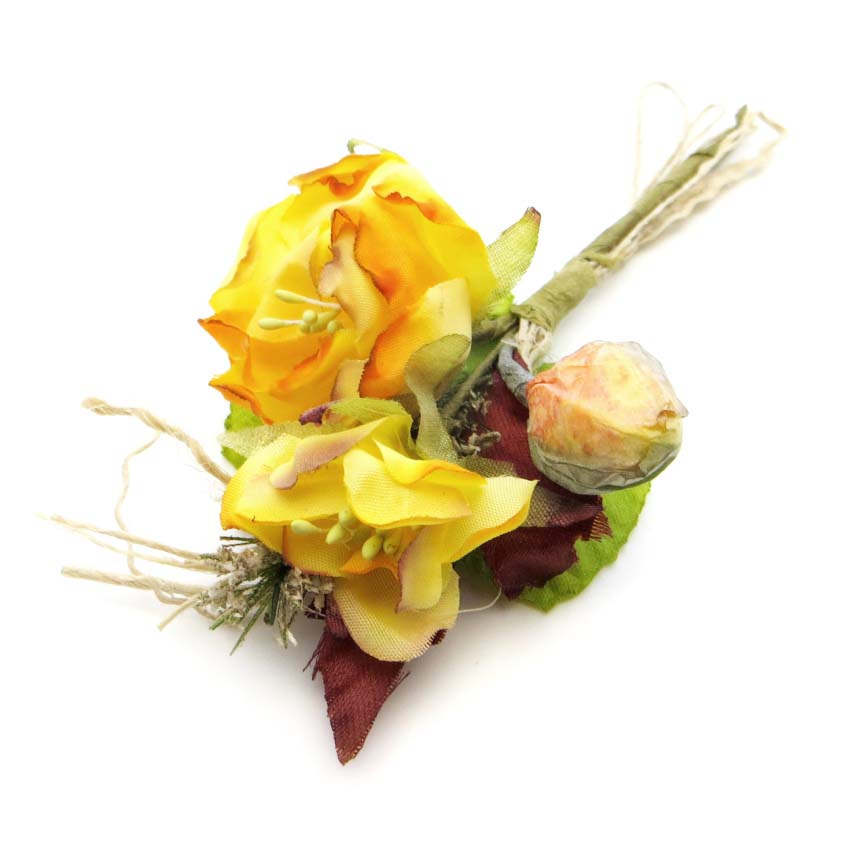 Декоративный букетик жёлтый 13,5см рукоделие