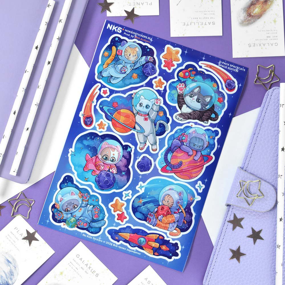 Наклейки а5 spacecats