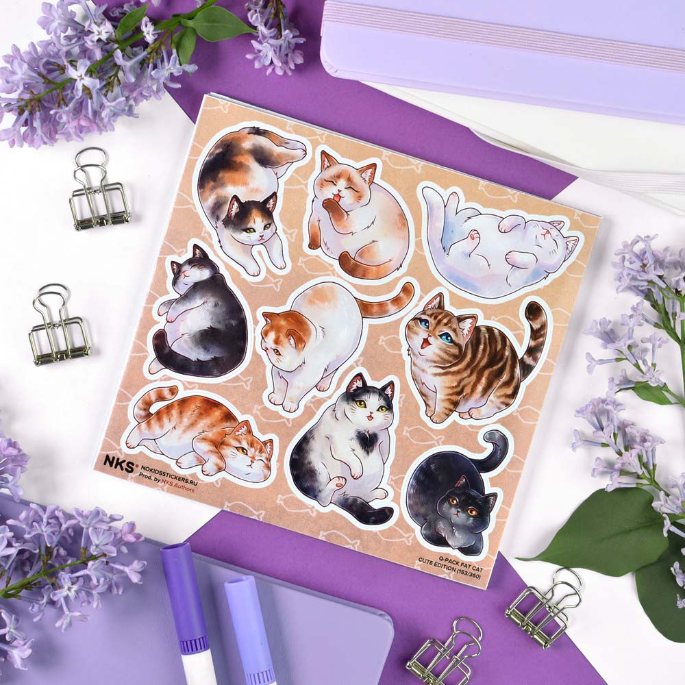 Наклейки 15х15см fat cat