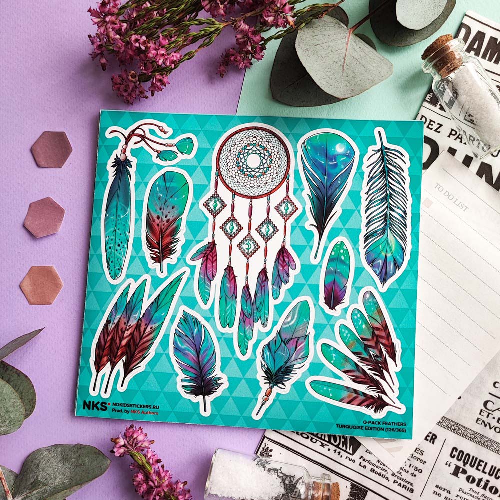 Наклейки 15х15см feathers