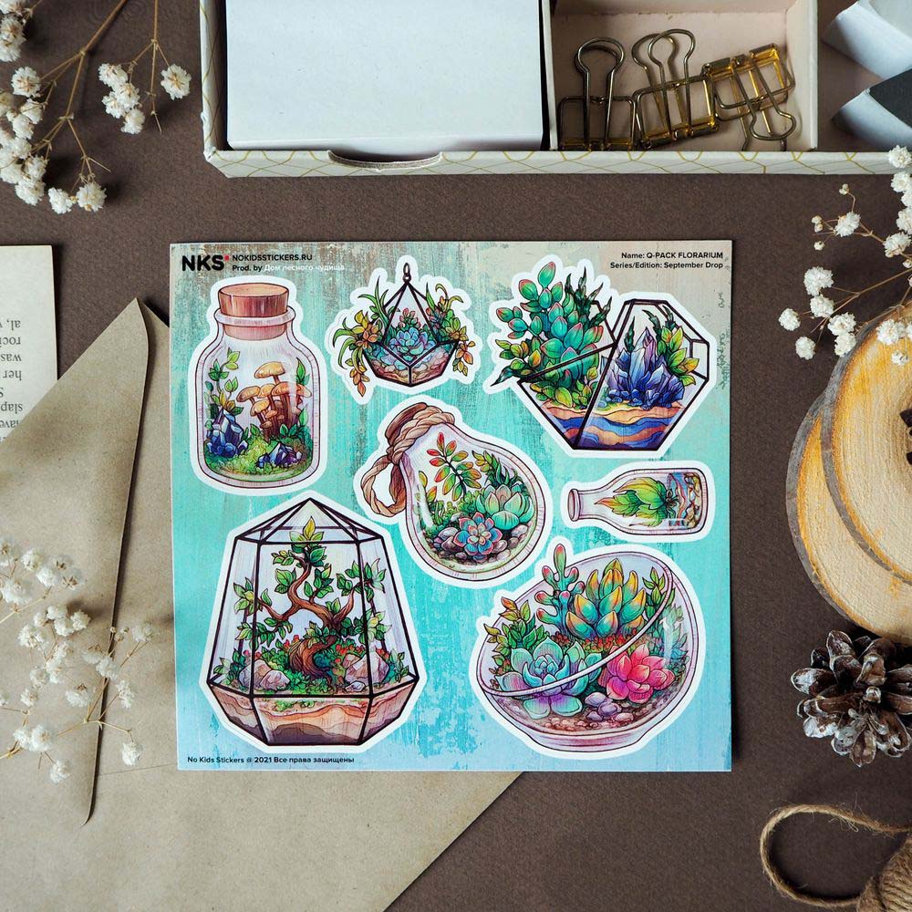Наклейки 15х15см florarium