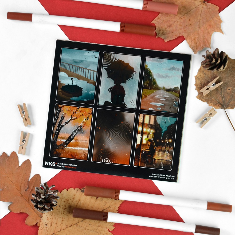 Наклейки 15х15см rainy weather