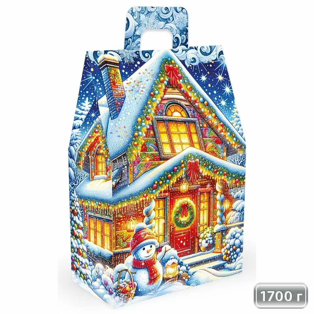 Коробка для конфет 1,7кг "дед мороз и снегурочка"